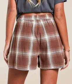 Bottoms|Shorts | Gilded Intent Plaid Boxer Short Brown And Cream Plaid