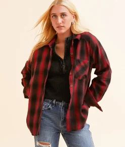 Tops | Modish Rebel Plaid Flannel Boyfriend Shirt Multi