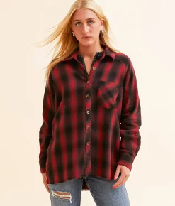 Tops | Modish Rebel Plaid Flannel Boyfriend Shirt Multi