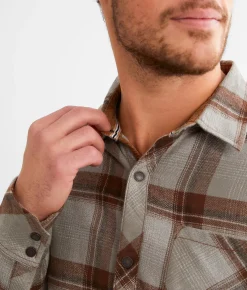 Tops | Outpost Makers Plaid Flannel Shirt Light Grey Brown
