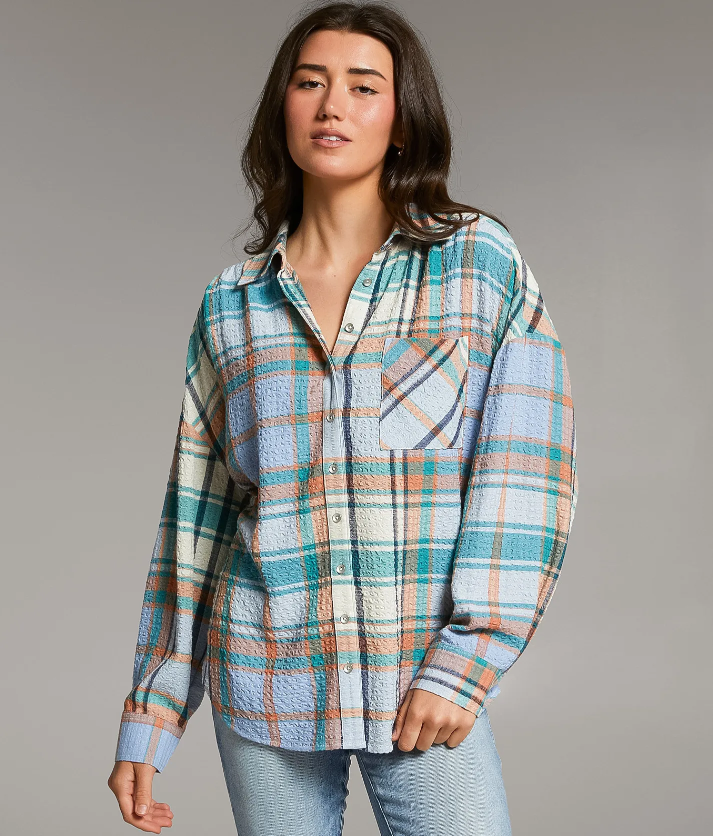 Tops | BKE Plaid Oversized Shirt Multi