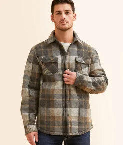 Coats & Jackets | Outpost Makers Plaid Shacket Dark Grey Tan