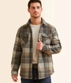 Coats & Jackets | Outpost Makers Plaid Shacket Dark Grey Tan