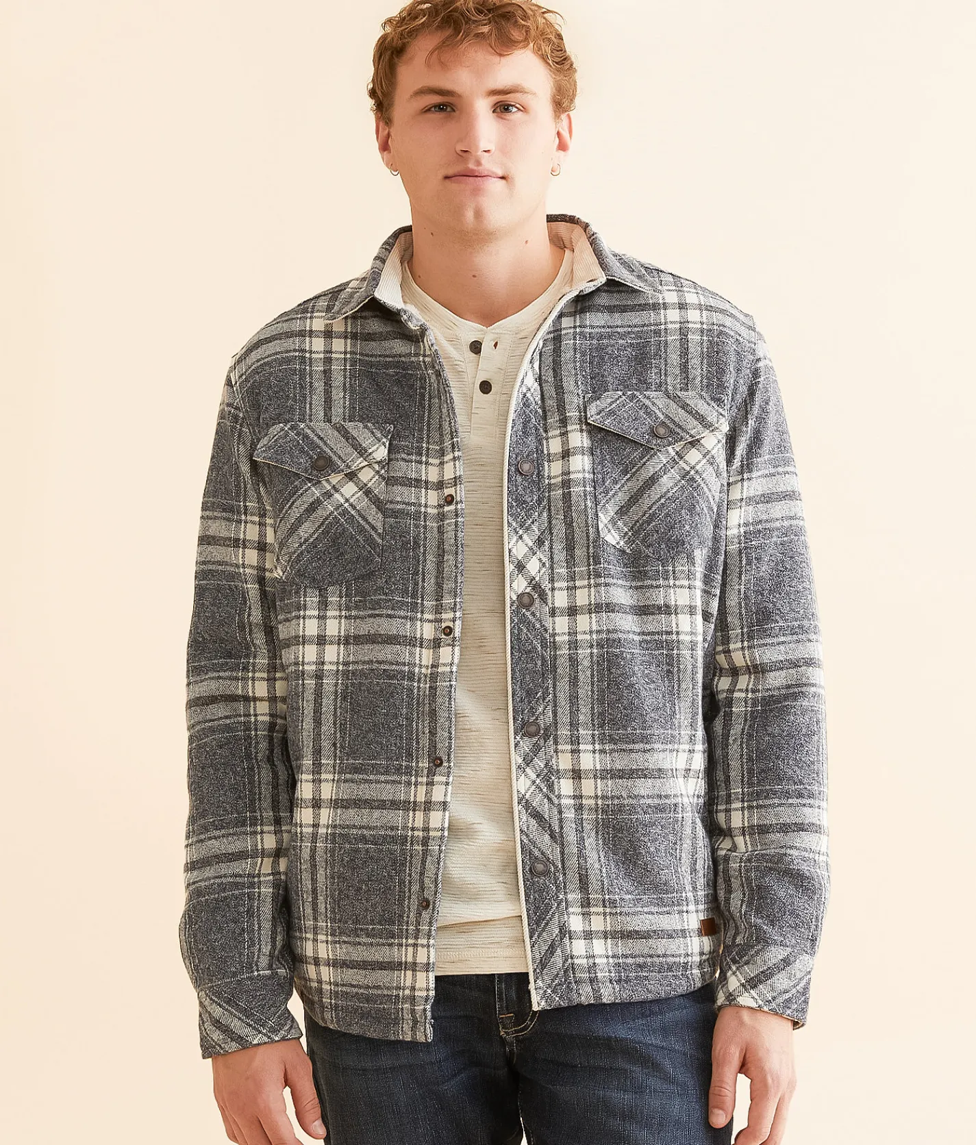 Outpost Makers Plaid Shacket Navy Online