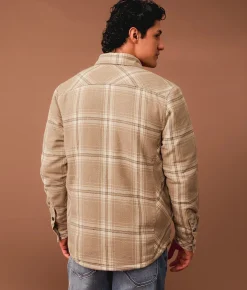 Tops|Coats & Jackets | Outpost Makers Plaid Sherpa Shacket Cream