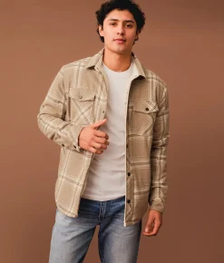 Tops|Coats & Jackets | Outpost Makers Plaid Sherpa Shacket Cream