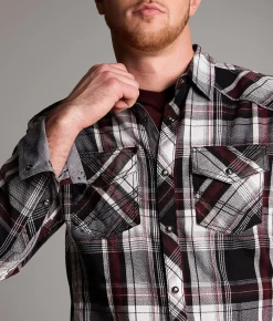 Tops | BKE Plaid Standard Shirt Black White Red