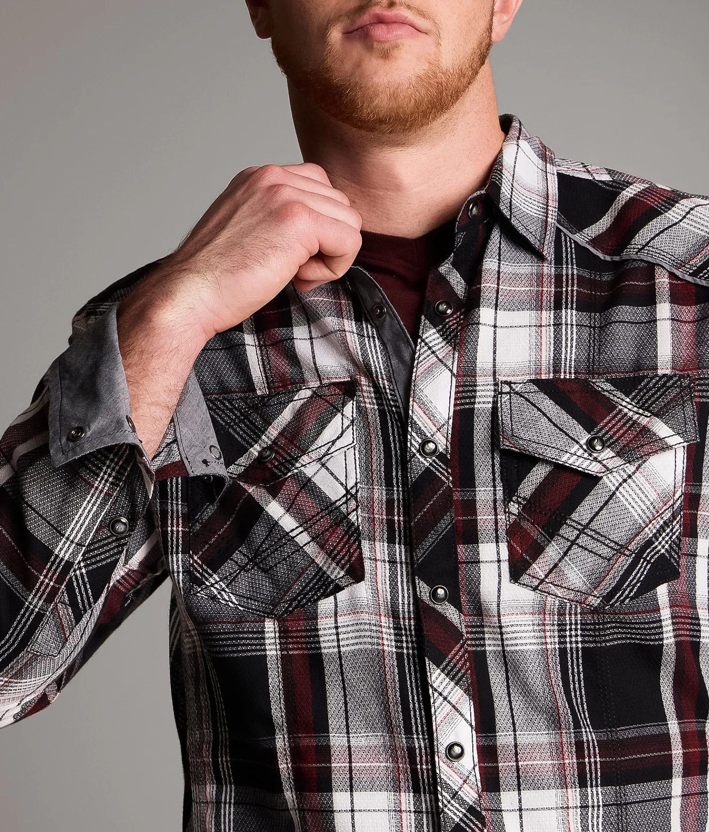 Tops | BKE Plaid Standard Shirt Black White Red