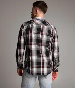 Tops | BKE Plaid Standard Shirt Black White Red