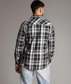 BKE Plaid Standard Shirt Black Blue