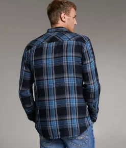 Tops | BKE Plaid Standard Shirt Black Blue