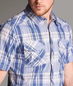 Tops | BKE Plaid Standard Shirt Blue White