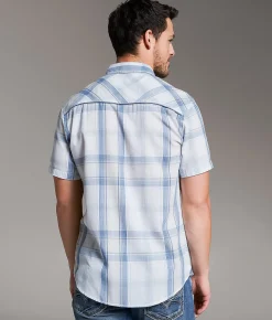 Tops | BKE Plaid Standard Shirt White Blue Tan