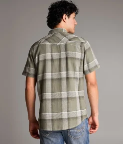 BKE Plaid Standard Shirt Green White