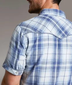 BKE Vintage Plaid Standard Shirt Blue White Navy Best