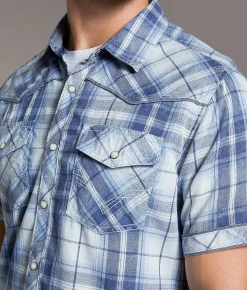 BKE Vintage Plaid Standard Shirt Blue White Navy Best