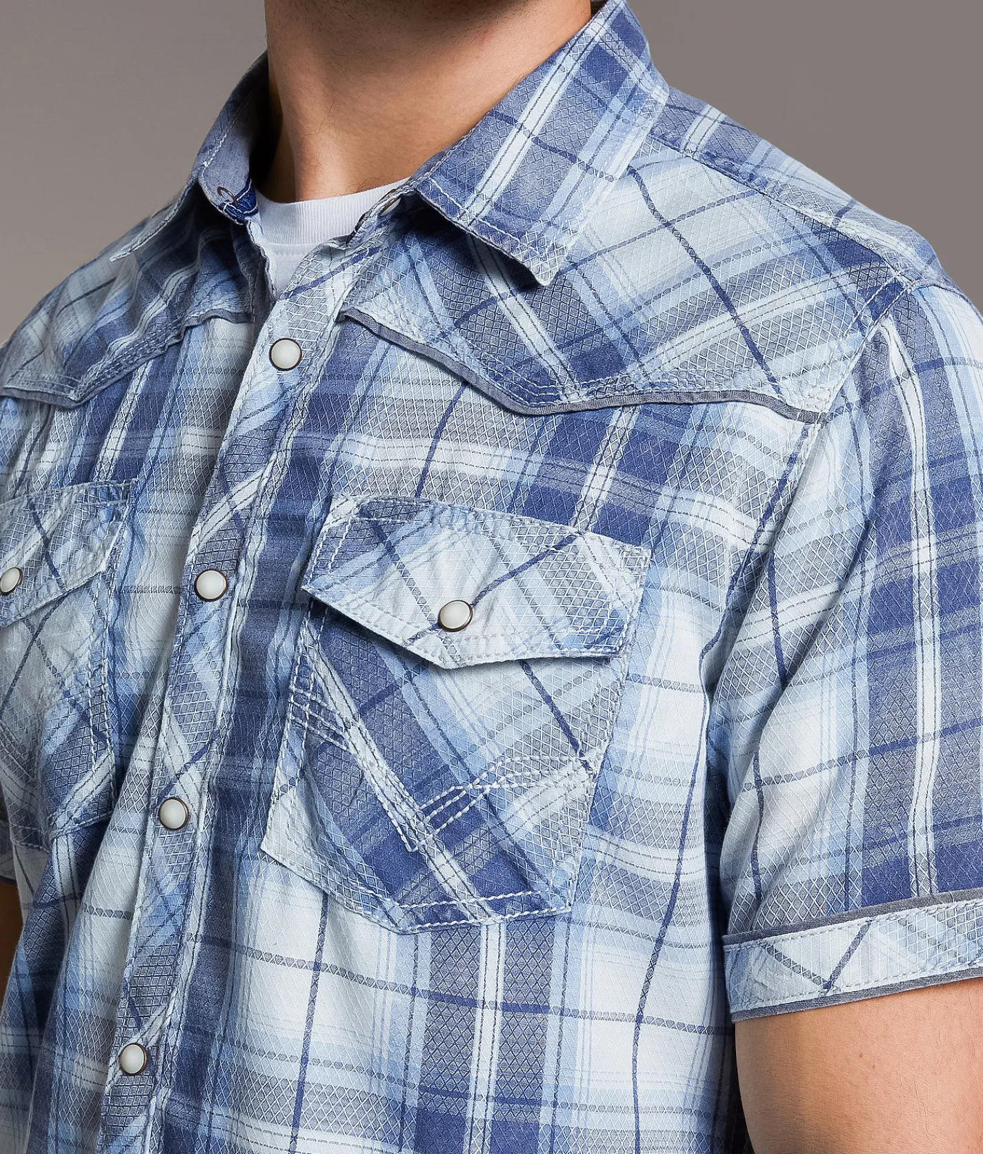 BKE Vintage Plaid Standard Shirt Blue White Navy Best
