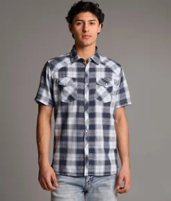 Tops | BKE Plaid Standard Shirt Navy White