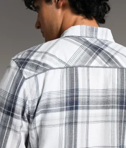 Tops | BKE Plaid Standard Shirt White Blue