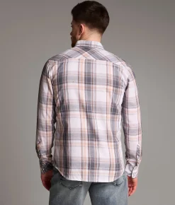 Tops | BKE Plaid Standard Shirt White Navy Orange
