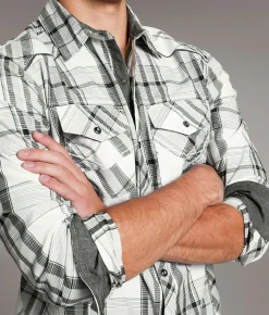 Tops | BKE Plaid Standard Shirt White Grey Mint