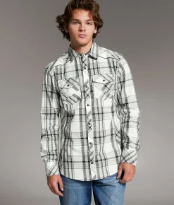 Tops | BKE Plaid Standard Shirt White Grey Mint