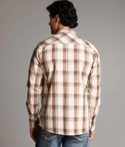 Tops | BKE Plaid Standard Shirt Brown Tan