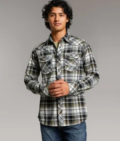 Tops | BKE Plaid Standard Shirt White Green