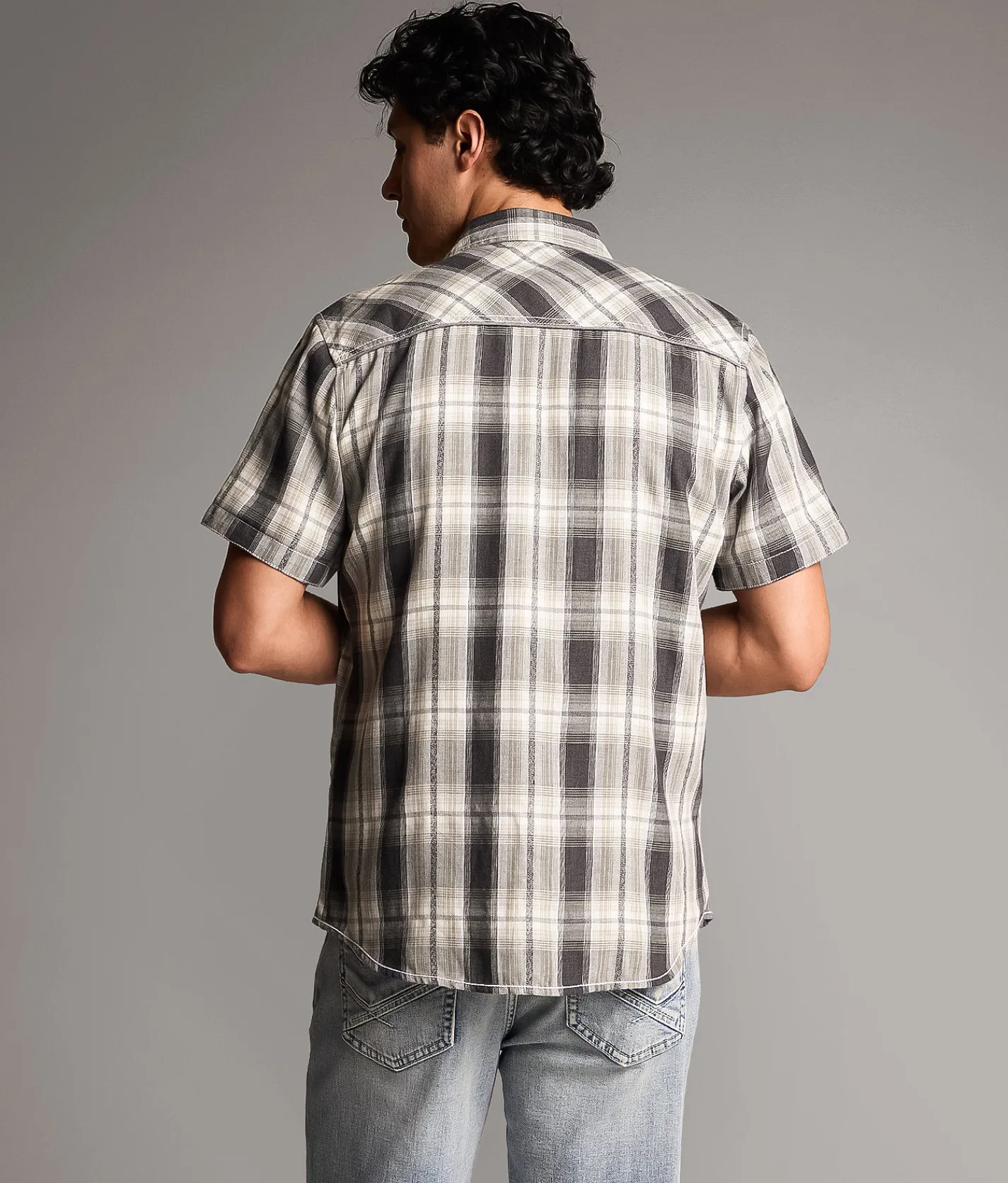 BKE Plaid Standard Shirt Black Green Discount