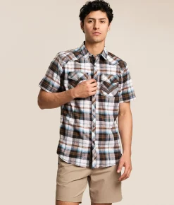Tops | Buckle Black Plaid Standard Stretch Shirt White Brown Blue