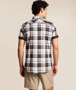 Tops | Buckle Black Plaid Standard Stretch Shirt White Brown Blue