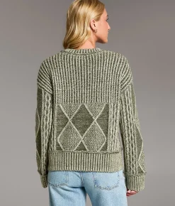 BKE Plated Cable Stitch Sweater Thyme Best