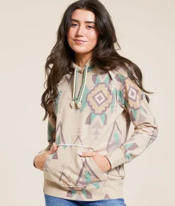 Hooey Playa Southwestern Hooded Sweatshirt Simply Taupe Clearance