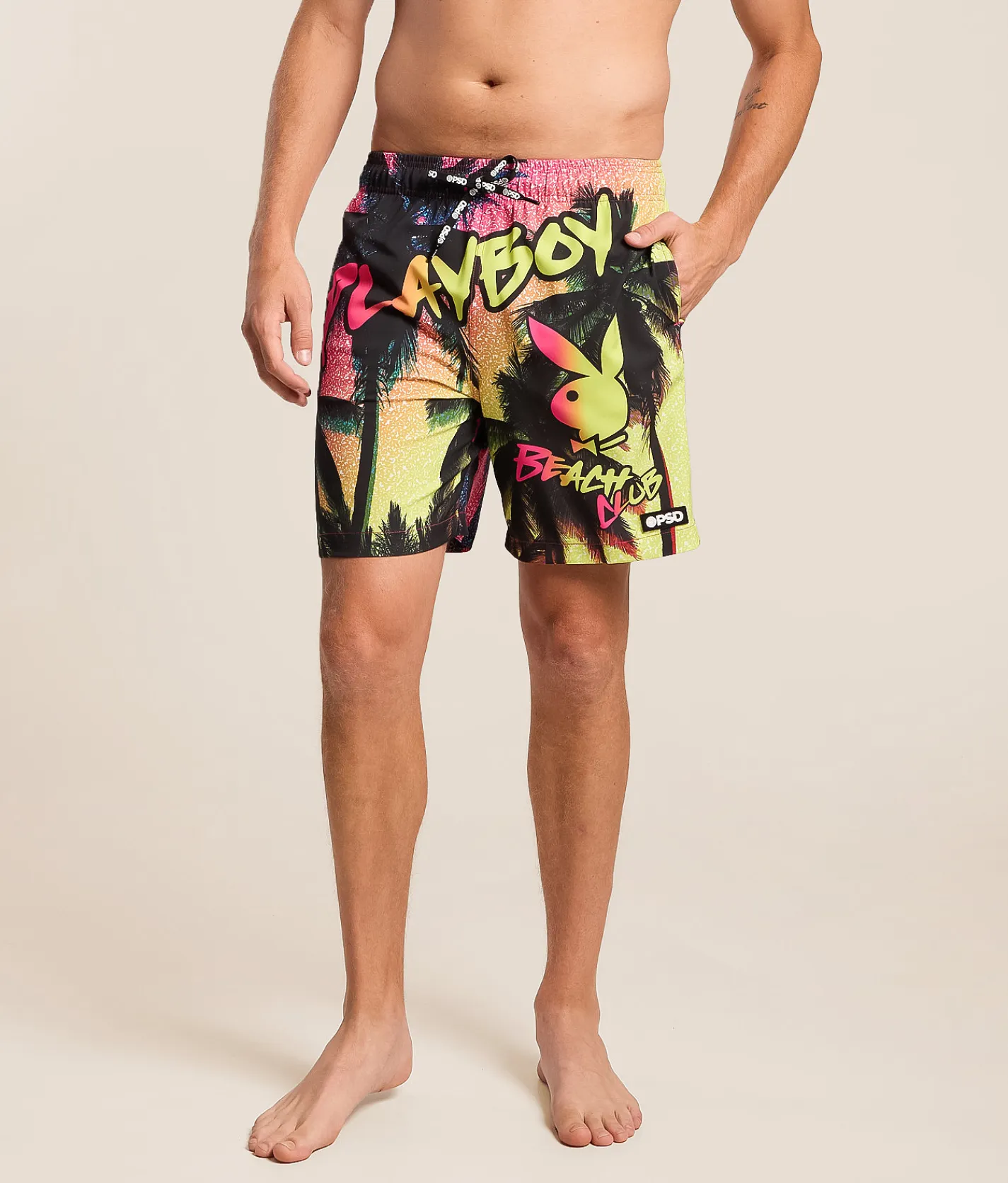 PSD Playboy Beach Club Stretch Swim Trunks Multi Discount