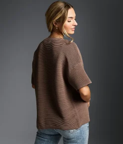 Tops | Buckle Black Pleated Cardigan Sweater Deep Taupe