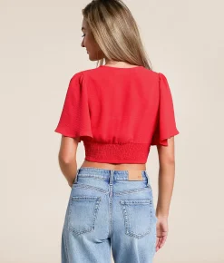 Willow & Root Pleated Corset Cropped Top Tomato Puree Sale
