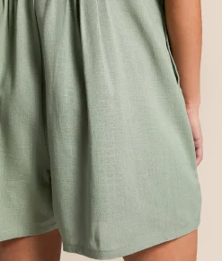 Willow & Root Pleated Front Tie Romper Seagrass Outlet