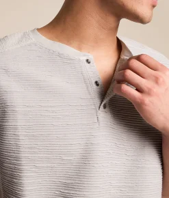 Buckle Black Pleated Snap Henley Lunar Rock Clearance