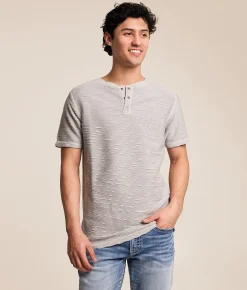 Buckle Black Pleated Snap Henley Lunar Rock Clearance