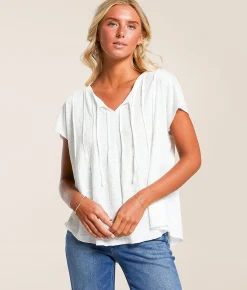 Daytrip Pleated Top White Best