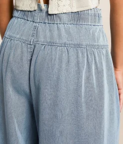 Jeans|Bottoms | CAMELLIA Pleated Wide Leg Trouser Jean Light Wash