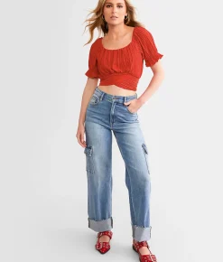 Tops | Willow & Root Pleated Wrap Top Dusty Sage