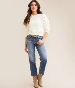 Willow & Root Plush Cropped Sweater Cream Clearance