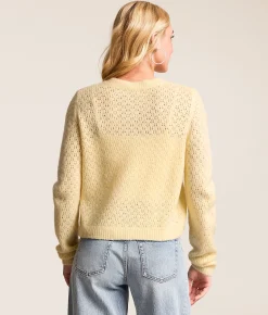 Tops | The Workshop Pointelle Cardigan Sweater Butter Yellow
