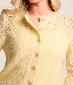 Tops | The Workshop Pointelle Cardigan Sweater Butter Yellow