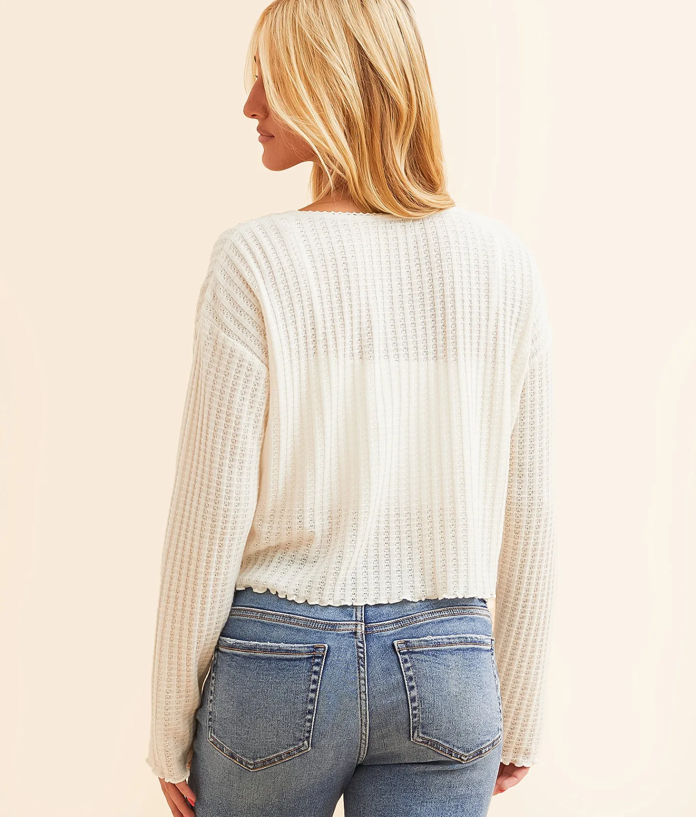 FITZ + EDDI Pointelle Cropped Top White Hot