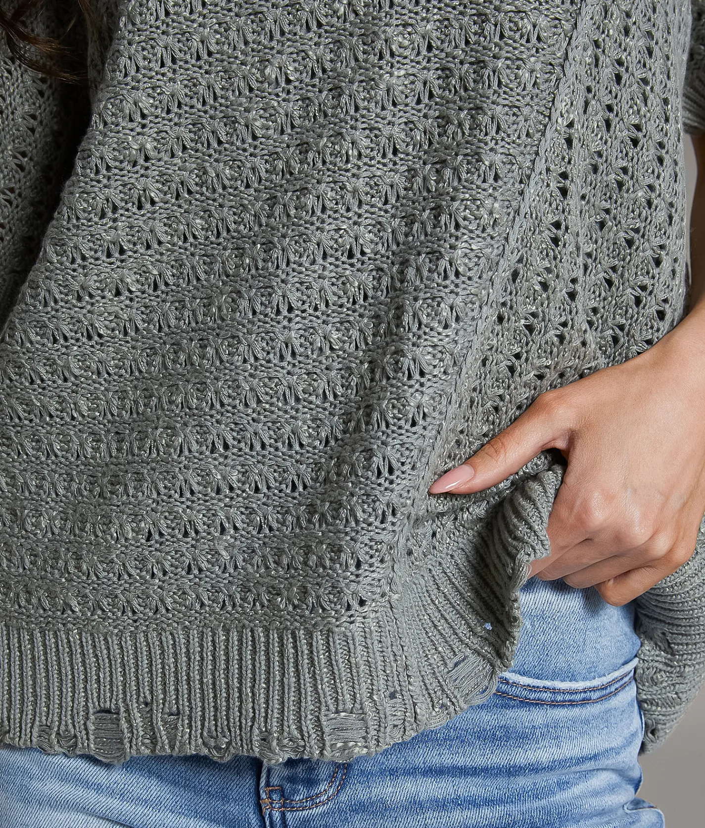 BKE Pointelle Oversized Sweater Vetiver Best