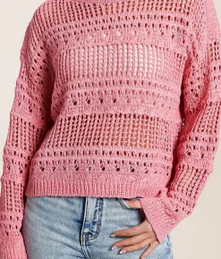 Tops | Willow & Root Pointelle Sweater Tea Rose
