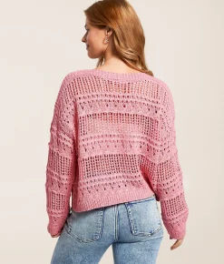 Tops | Willow & Root Pointelle Sweater Tea Rose