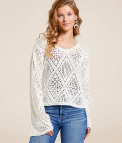 Tops | Willow & Root Pointelle Sweater Cream